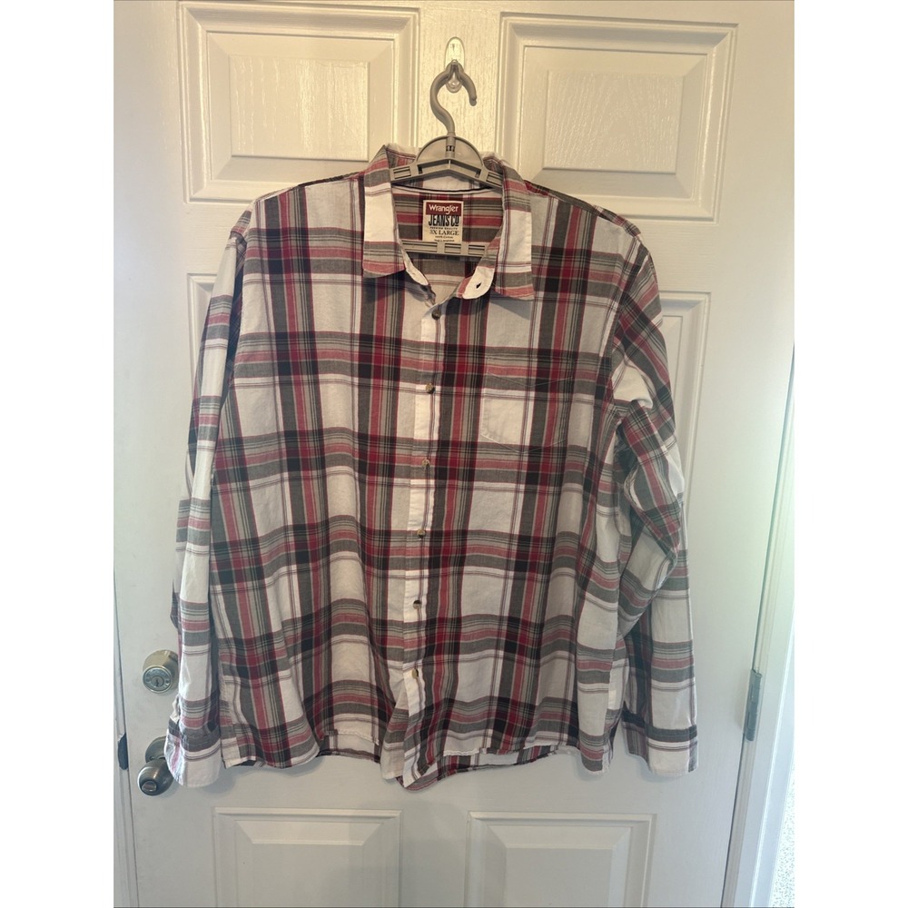 Wrangler Jeans Co Shirt Mens 3XL Plaid Button Up Long Sleeve Cotton
